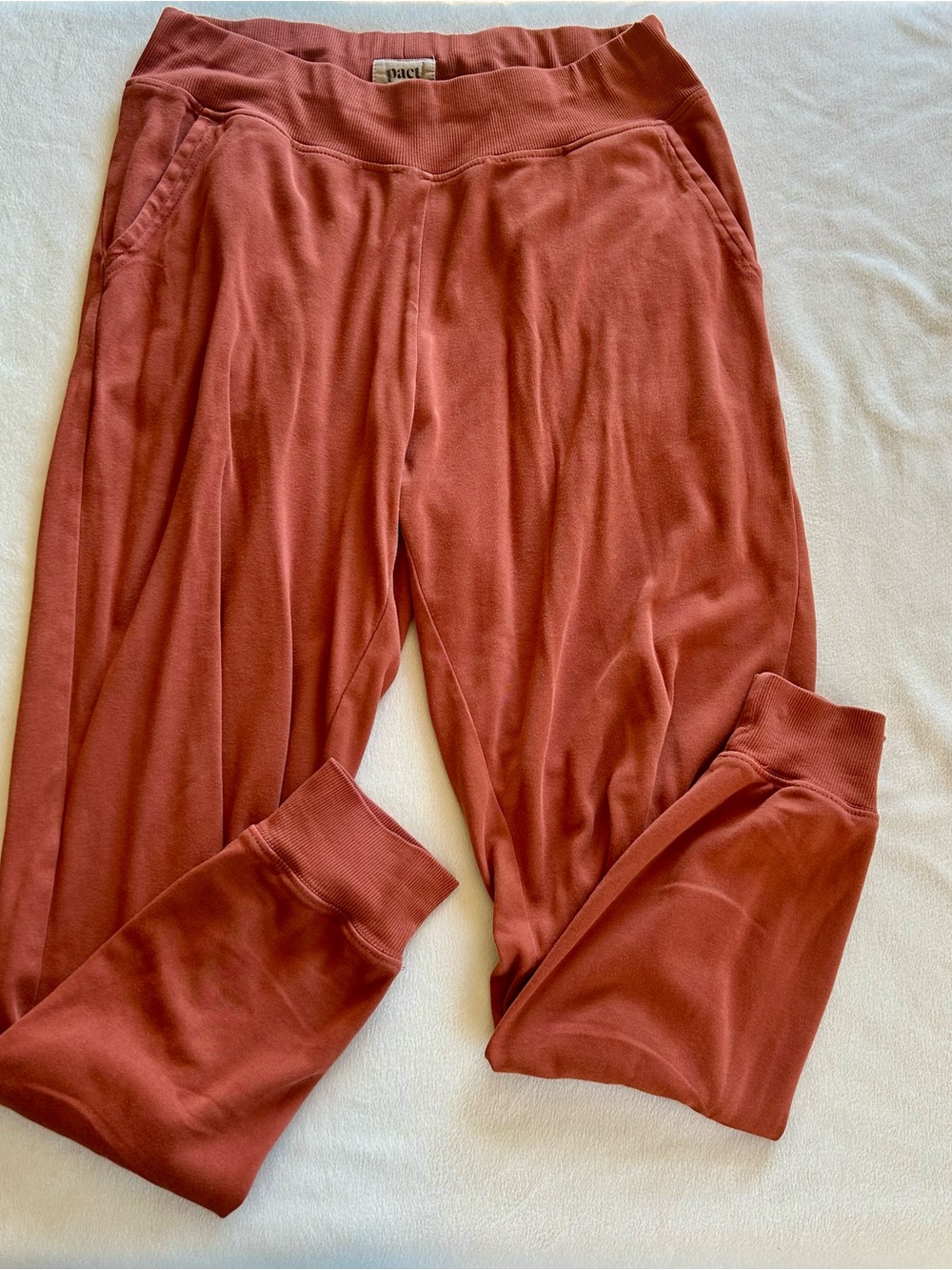Pact Women's Rust Jogger Sweatpants w/Pockets Organic Cotton Sz M